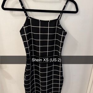 SHEIN Black and White Checkered Mini Dress